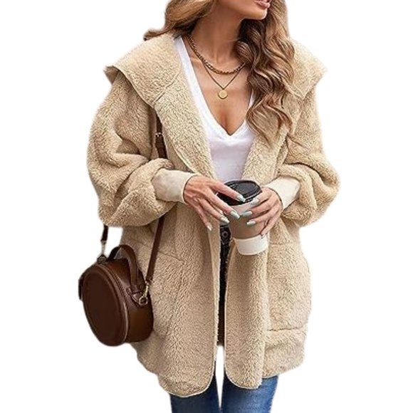 Soft Fuzzy Fleece Hooded Cardigan Sweater XL *NEW* - Picture 1 of 7